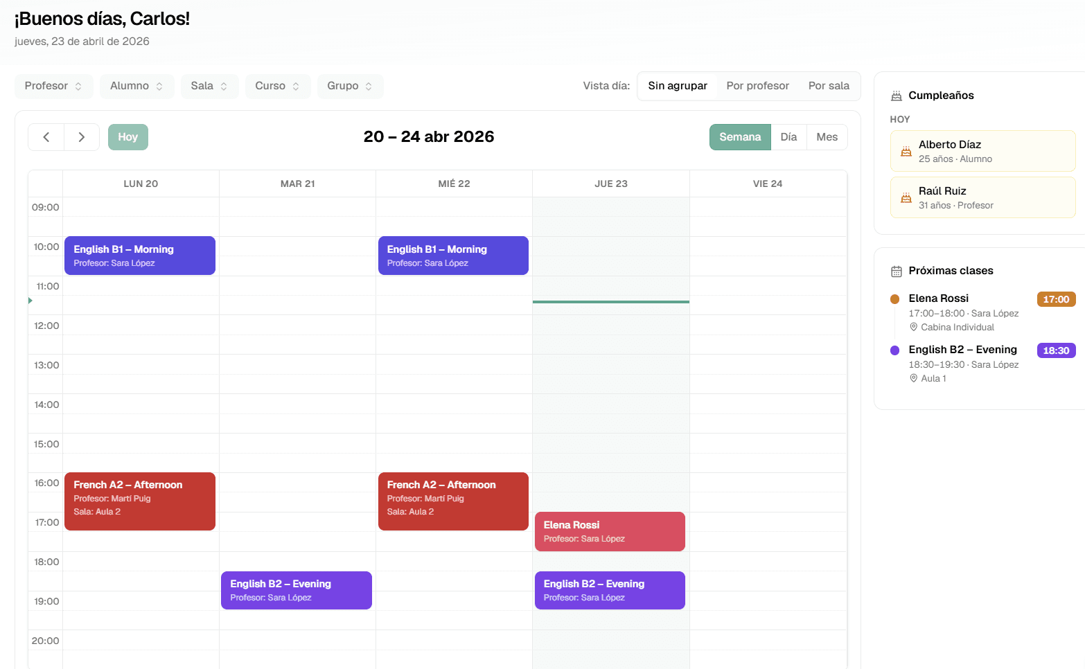 Pantalla de invitación y acceso para profesores, alumnos y familias en Clasbi