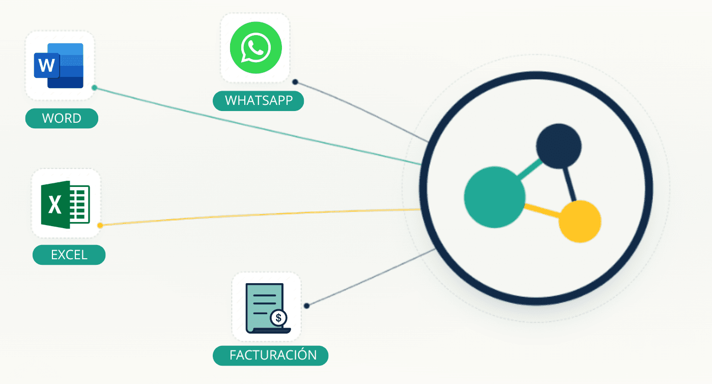 Ilustración — herramientas desconectadas convergiendo en Clasbi