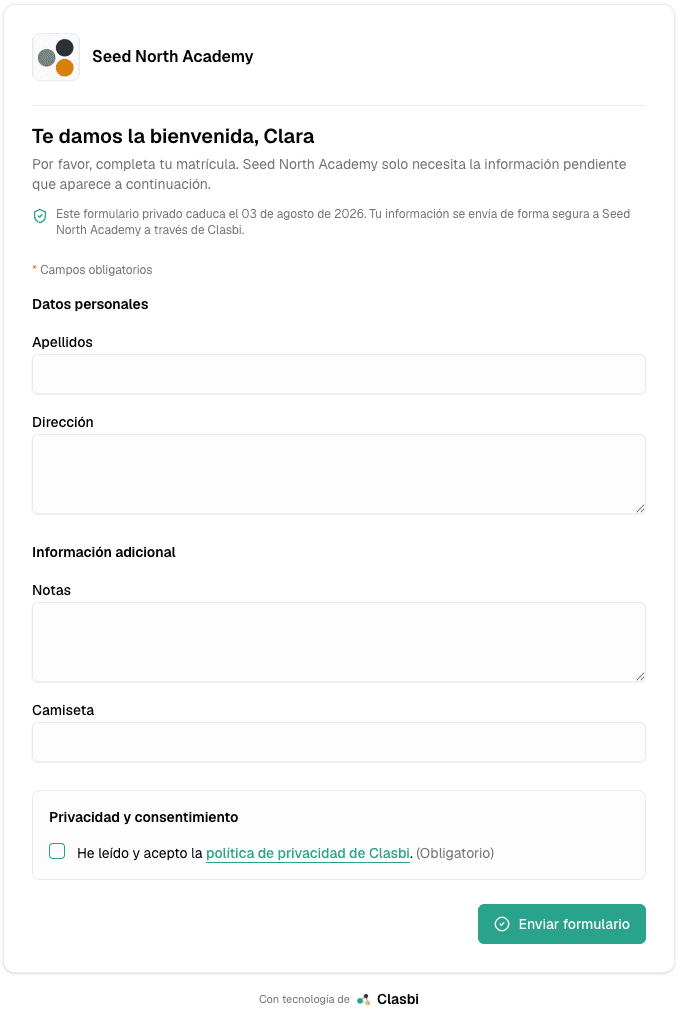 Portada de Clasbi sobre el flux connectat de matrícula en línia